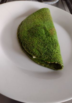 Una foto de Panqueque de espinaca y queso