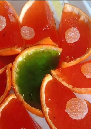 A picture of Jello in orange 🍊 shell🐚.