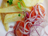 Fried potato wedges