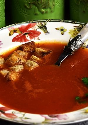Zdjęcie przepisu Rozgrzewająca zupa pomidorowa.
