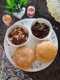 KALA CHANA with SUJI HALWA & PURI (Navratri navami prasad)..
