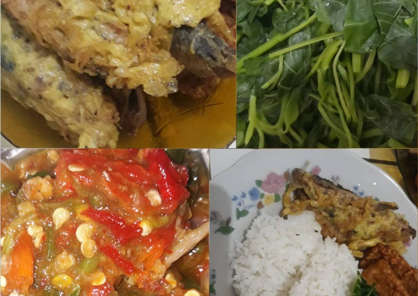Tongkol Presto Telur, Cowel Bayam, Tongkol, Tempe