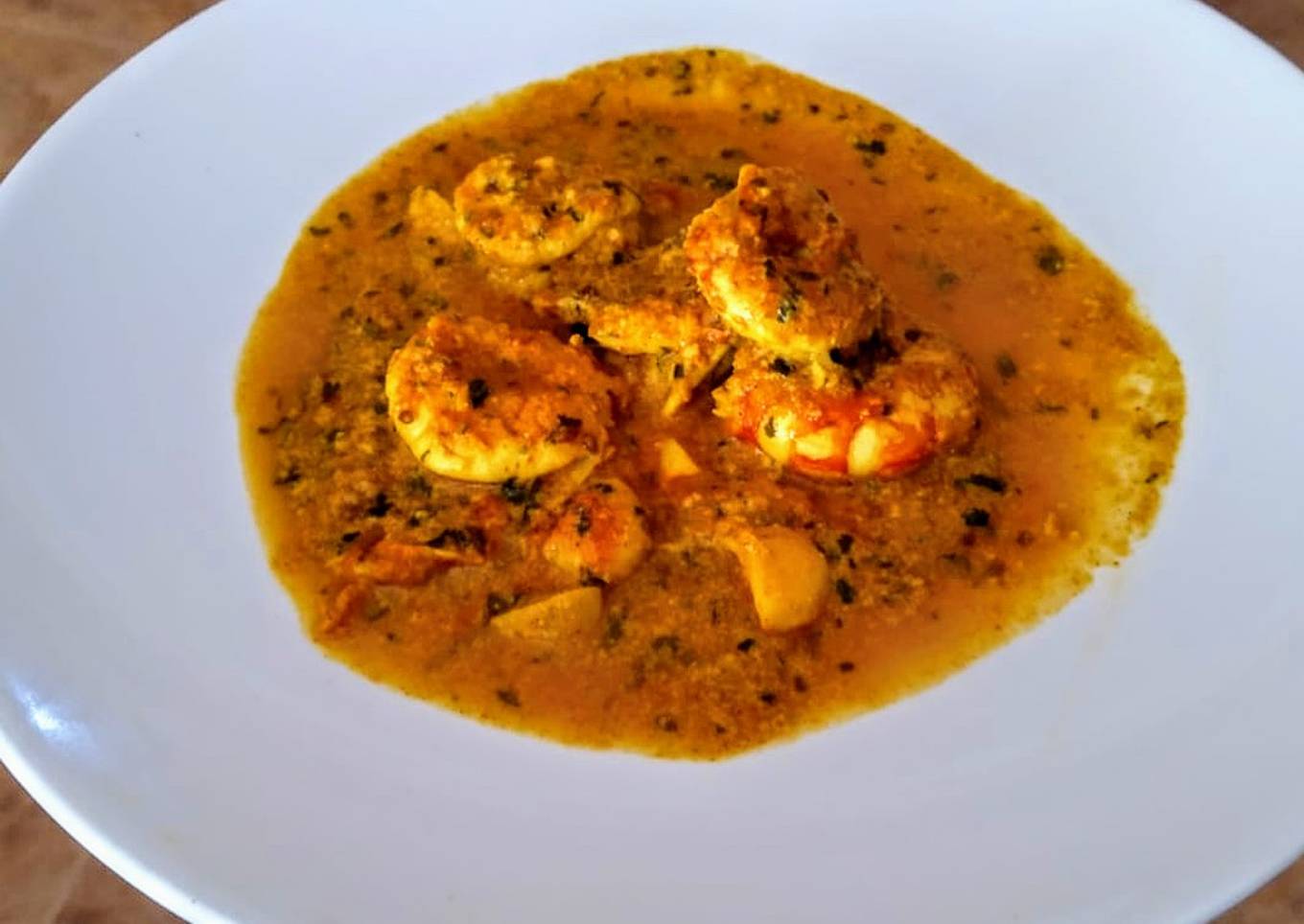 Prawn korma con gambones