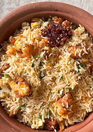 A picture of Cauliflower fried rice.
