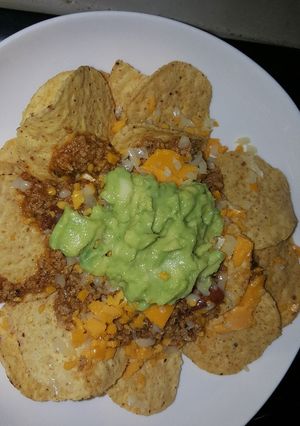 Una foto de Nachos con carne molida