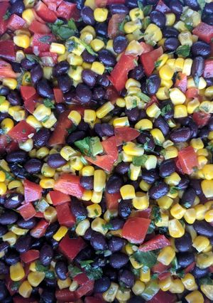 A picture of Avovado black bean salad.