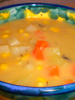 Una foto de Sopa de maíz jamaicana
