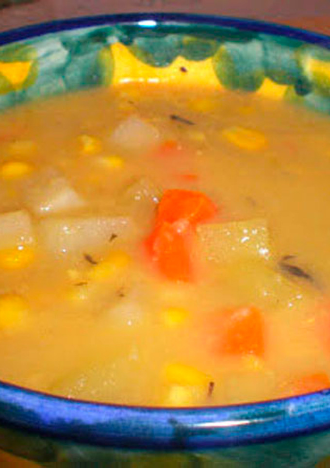 Una foto de Sopa de maíz jamaicana