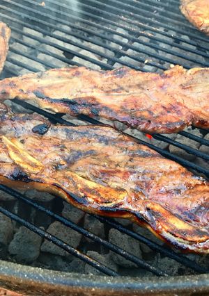 A picture of Kalbi (Korean Style Cross Cut Beef Short Ribs).