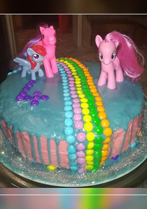 A picture of My little pony chocolate b.day cake.