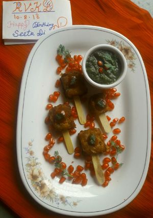 A picture of Leftover bread veg lolipop.