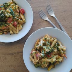 A picture of Sundried Tomato Pesto & Roast Veg Pasta.