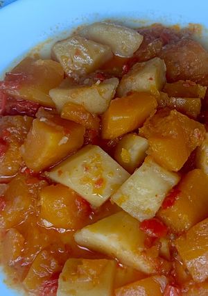 Una foto de Guisat de patates amb carbassa estil Múrcia