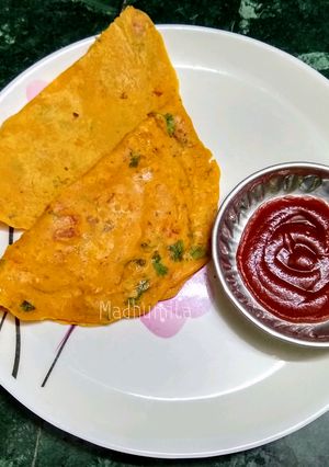 A picture of Masala Besan Chilla with Thin Crust.