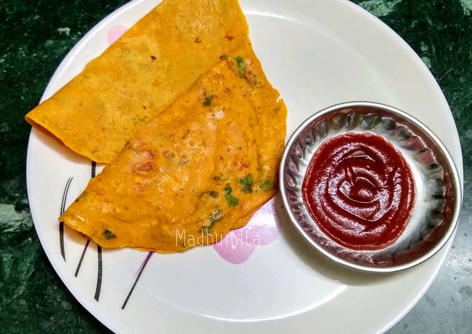 Recipe of Thomas Keller Masala Besan Chilla with Thin Crust