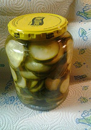A picture of Kosher chips, pickles.