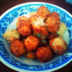 A picture of Potato Balls with Cheddar and Sausage.