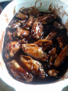 A picture of siracha cranberry bbq wings.
