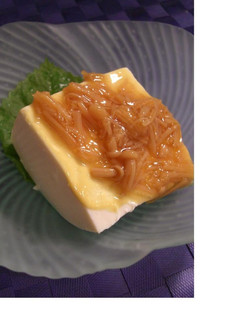 A picture of Hiyayakko Chilled Tofu With Nametake Mushrooms.