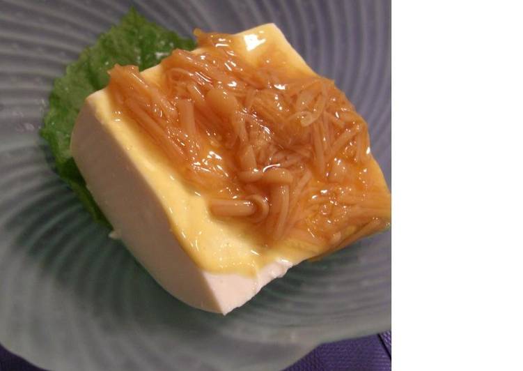 Easiest Way to Prepare Homemade Hiyayakko Chilled Tofu With Nametake Mushrooms