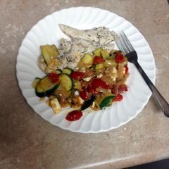 Lemon-thyme Chicken With Sautéed Vegetables A picture of Lemon-thyme Chicken With Sautéed Vegetables.