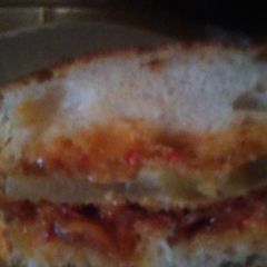 A picture of Fried green tomato pimento cheese BLT.