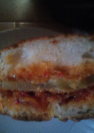 A picture of Fried green tomato pimento cheese BLT.