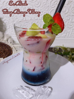 Foto resep Es buah sirup bunga Telang