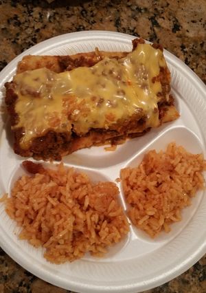 A picture of Homemade Beef and Cheese Enchiladas- Recipe from Lubys Cafeteria made simple.