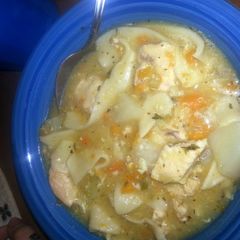 A picture of Kayla's chicken and dumpling noodles.