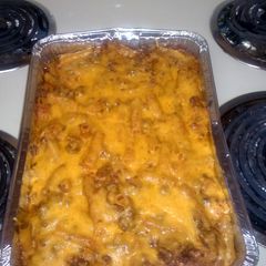 A picture of michelle meaty baked ziti.