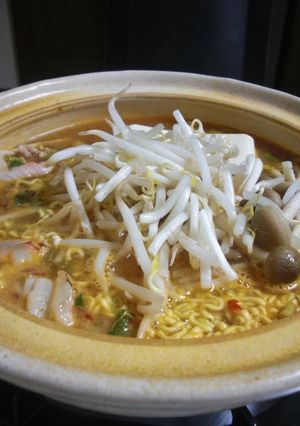 A picture of Easy, Spicy and Delicious Ramen Jjigae with Shin Ramen.
