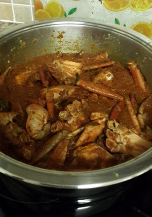 A picture of South African Indian Crab Curry.