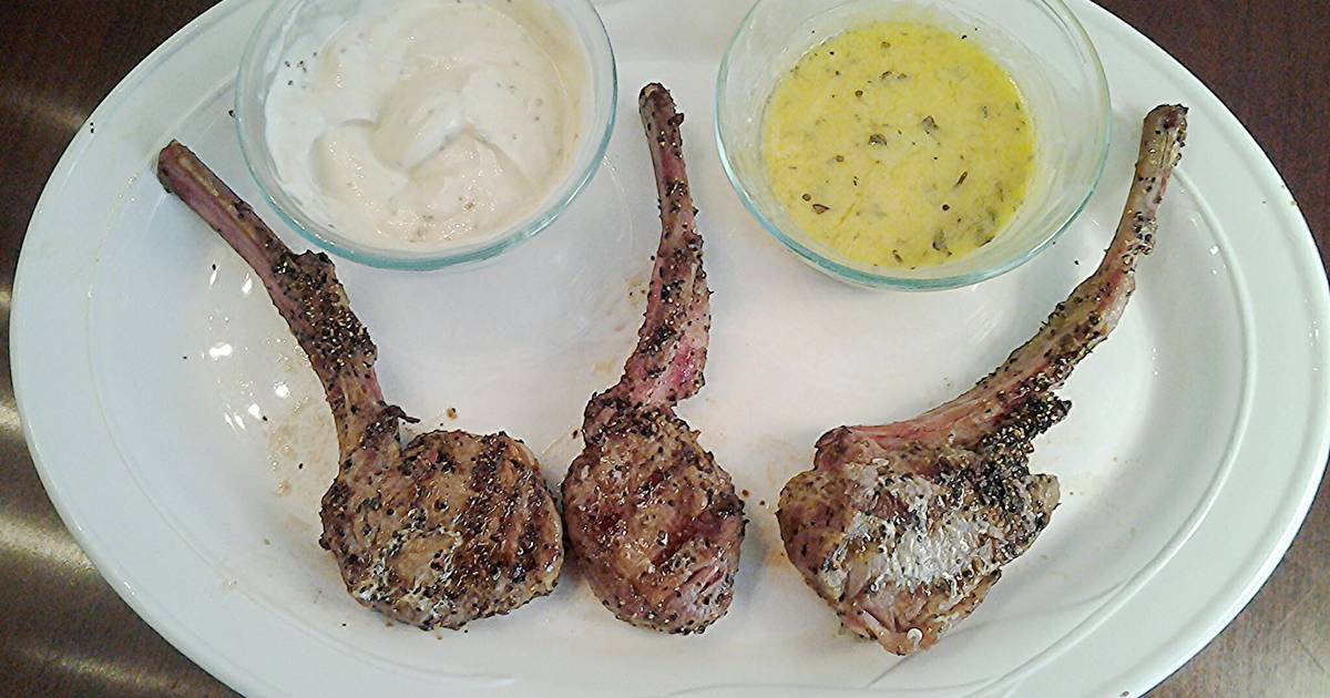 Grilled or Pan Seared Lamb Chops with Dipping Sauces Recipe by fenway