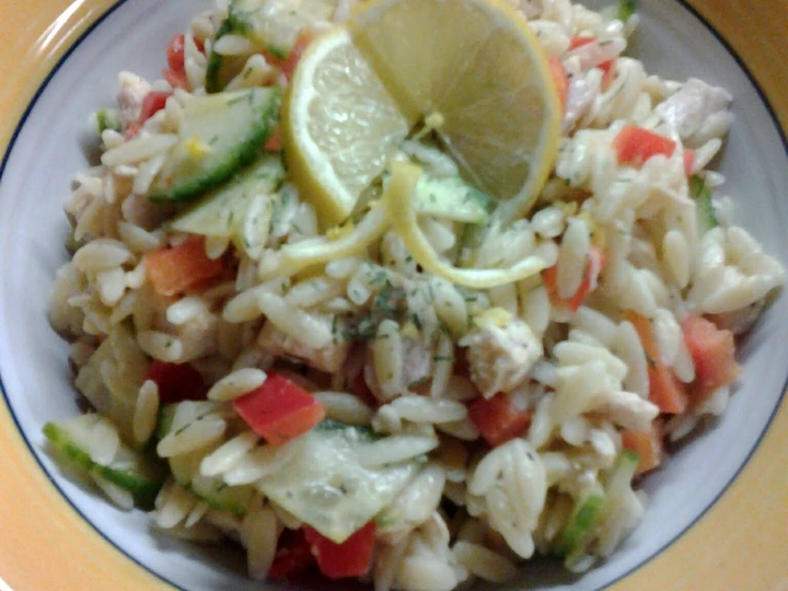 Easy Way Prepare Recipe Lemon Orzo Veggie Salad with Chicken that is Delicious, So Delicious}