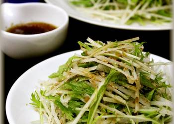 How to Recipe Appetizing Crispy Daikon and Mizuna Leaves Salad with Yuzukosho Flavour