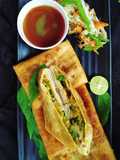 Pocket cheese veggies curry naan
