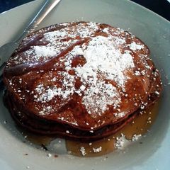 A picture of Chocolate Peanut Butter Banana Pancakes.