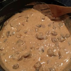 A picture of Blondie's Sausage Stroganoff.