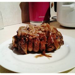 A picture of Slow cooker brisket and onions.