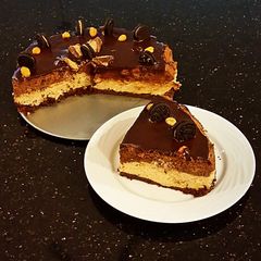 A picture of Peanut Butter and Chocolate Mousse Torte.