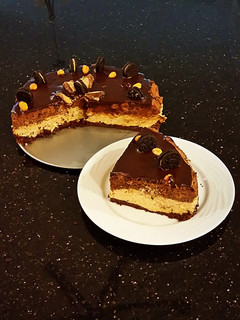 A picture of Peanut Butter and Chocolate Mousse Torte.