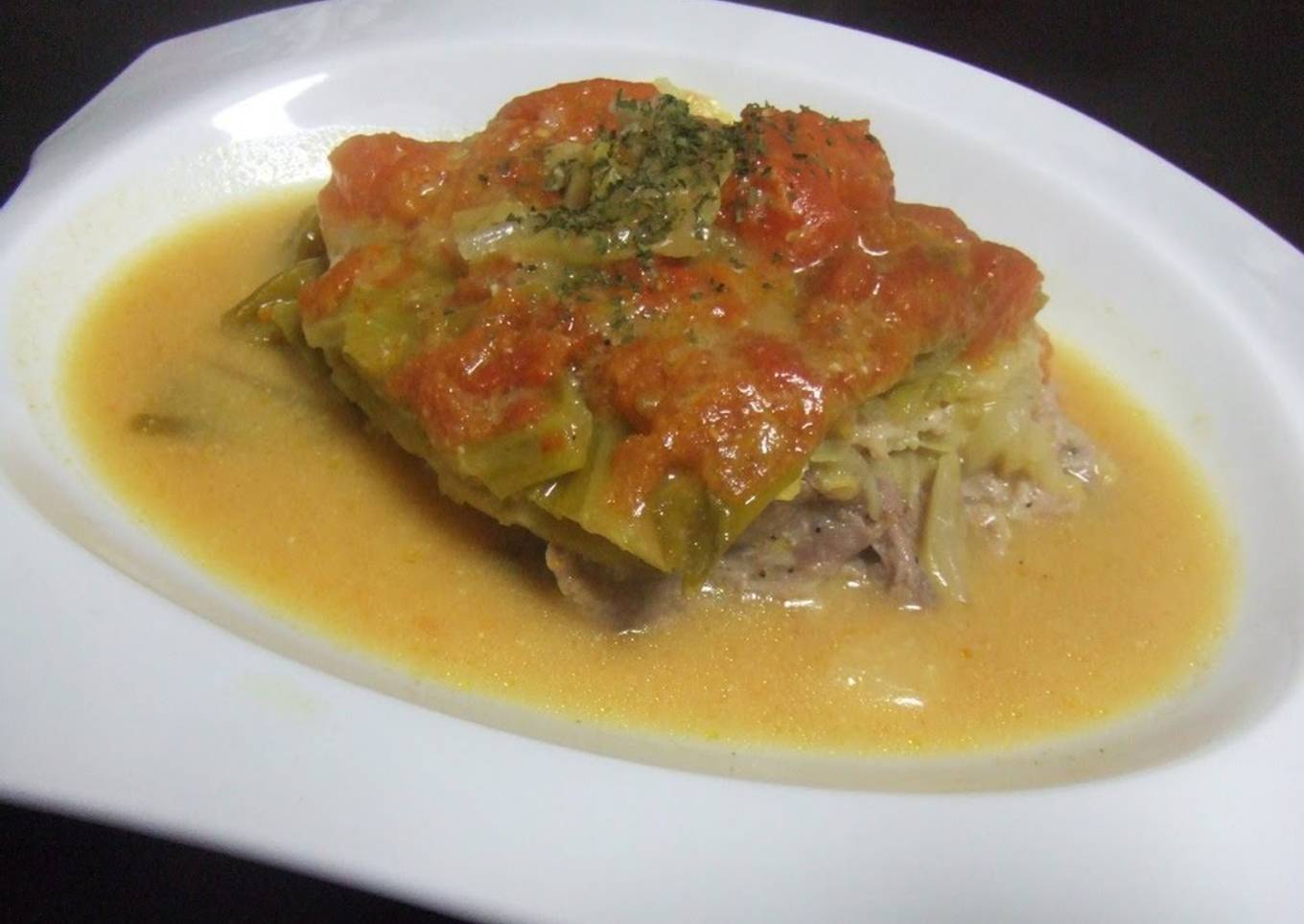 Stewed Cabbage and Pork Mille-Feuille