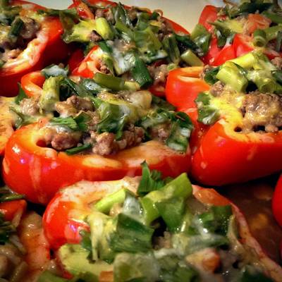 Stuffed Red Bell Peppers (Without Rice) Recipe by Erica - Cookpad