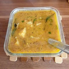 A picture of Plantain Tamarind kootu.