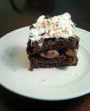 Chocolate Sheet Cake with Whipped cream Toppings