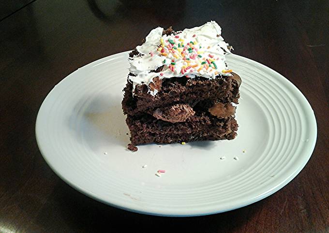 Chocolate Sheet Cake with Whipped cream Toppings