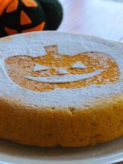 A picture of Halloween Kabocha Cake Made in a Rice Cooker from Pancake Mix.