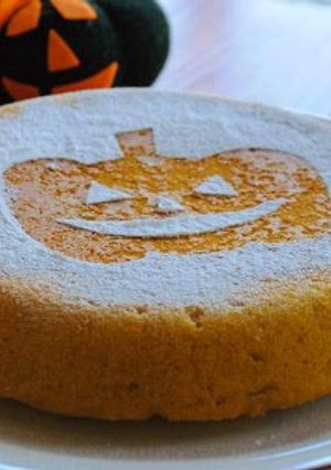 A picture of Halloween Kabocha Cake Made in a Rice Cooker from Pancake Mix.