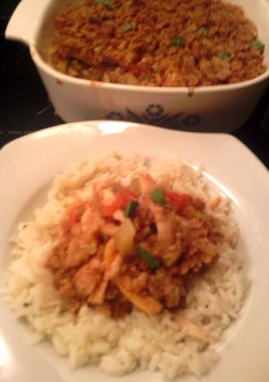 A picture of Leftover fried chicken made into a casserole.